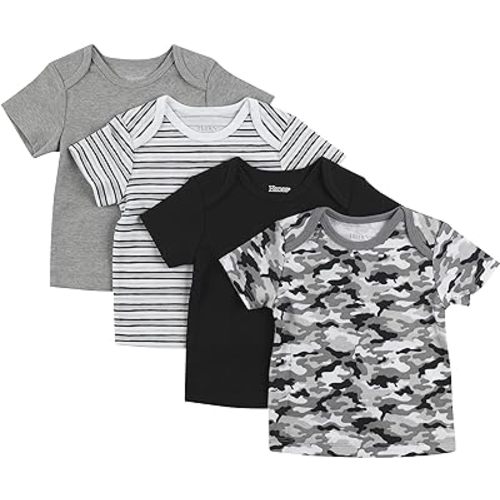 Hanes Baby T-Shirt, Flexy Soft Stretch Shirt, Expandable Shoulder, 4-Pack
