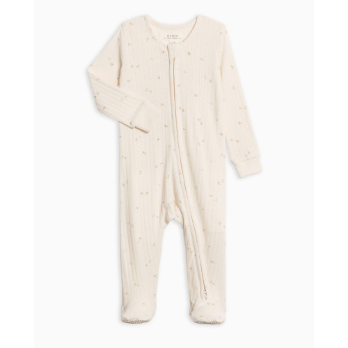 Maya Brushed Back Pointelle Footed Zipper Sleeper