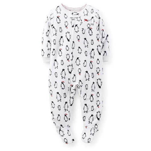 Carter's Baby Girls' Infant Microfleece Blanket Sleeper Penguins White 18mos