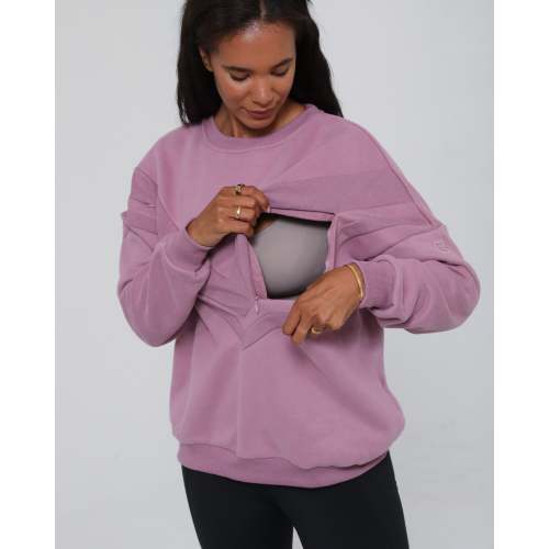 Isabella Oversized Nursing & Pregnancy Sweatshirt (Soft Mulberry)