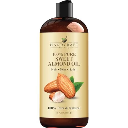 Handcraft Blends Sweet Almond Oil | 100% Pure and Natural | Bath & Body Oil | Premium Grade Carrier Oil | Skin | Hair | Body | Massage | Hexane-Free | 16 Fl Oz