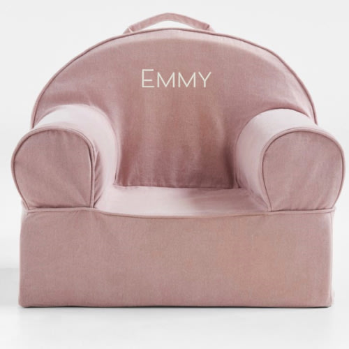 IF ITS A GIRL: Personalized Small Lilac Mauve Organic Cotton Kids Lounge Nod Chair