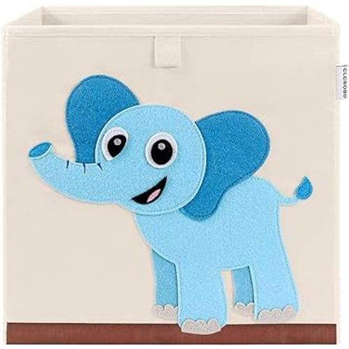 CLCROBD Foldable Animal Cube Storage Bins Fabric Toy Box/Chest/Organizer for Kids Nursery, 13 inch (Elephant)
