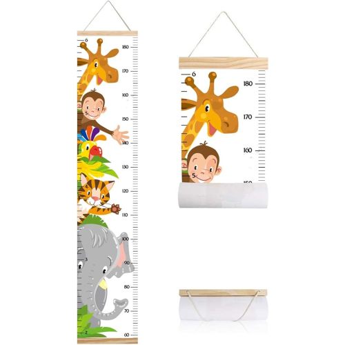 Animals Growth Chart for Kids, Baby Height Chart, Canvas Height Measuring Rulers for Boys Girls (Animals 1)