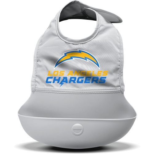 Smilo Silicone Bib - Officially Licensed NFL Fabric & Silicone Baby Bib with Crumb Catcher for Babies and Toddlers
