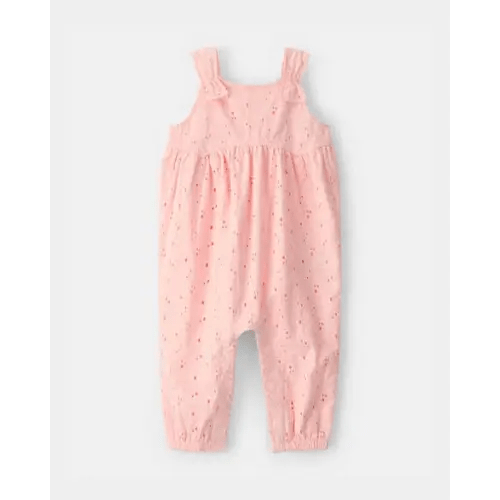 Baby Girl Eyelet Sleeveless Jumpsuit - Pink | Carter's