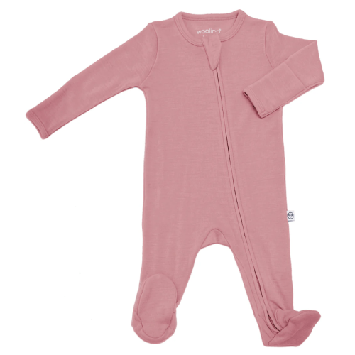 Footie Pajamas, Merino Wool, Blush