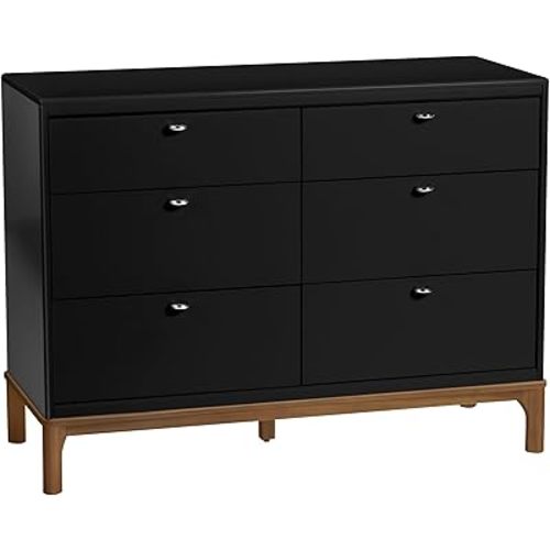 Little Seeds Laurel 6-Drawer Dresser, Black/Chestnut