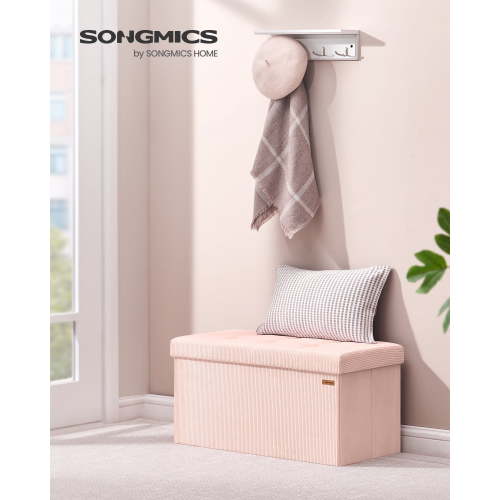 Foldable Storage Ottoman Bench, 30 Inch Foot Rest with 660 lb Capacity & 24 Gal Storage, End of Bed Bench for Living Room Bedroom, Jelly Pink