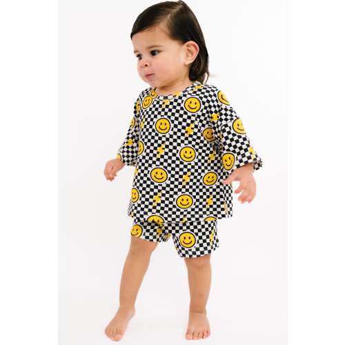 Black Bolt Check Slouchy Set