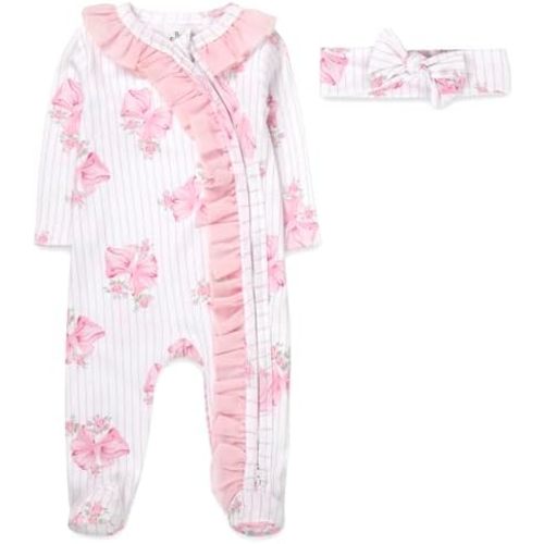 Baby Footie Bodysuit Headband or Hat 2 Piece Set – Christmas Thanksgiving Zip-Up Outfit,Holiday Pajamas for Infants