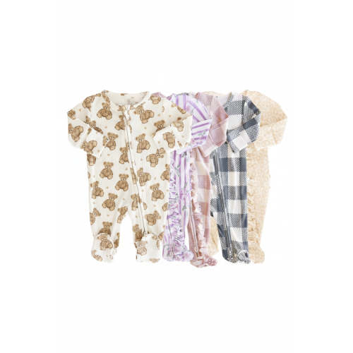 Bamboo Waffle Zipper Footies | Printed