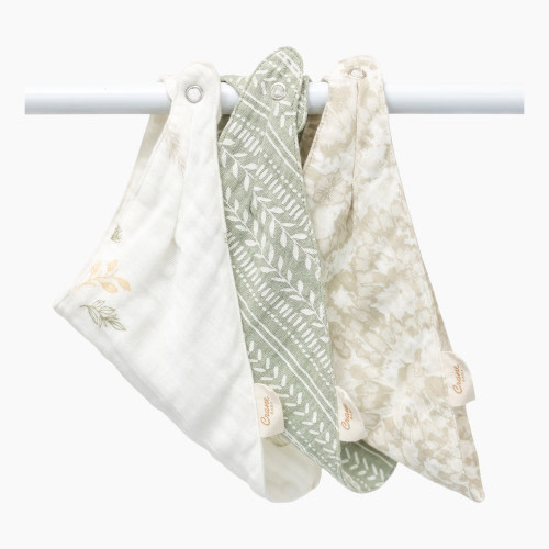 Crane Baby Willow 3-pc. Bib Set - Ecru/Green