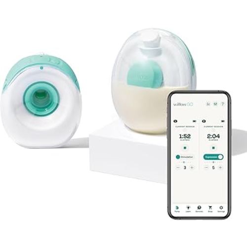 Willow Go - Hands Free Breast Pump - Wearable Breastfeeding Pump - Portable, Electric, Cordless, & 9 Levels of Hospital Grade Suction Strength - Postpartum Essentials - Double Breast Pump