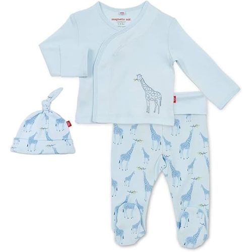 Magnetic Me Organic Cotton Newborn Take Home Kimono Set | Super Soft Organic Cotton Fabric | Blue Jolie Giraffe | Newborn