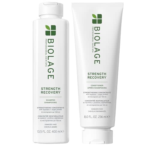 Biolage Strength Recovery Shampoo & Conditioner Set - Gently Cleanses & Reduces Breakage, For All Damaged & Sensitized Hair Types, Vegan and Cruelty-Free, 13.5 Fl Oz