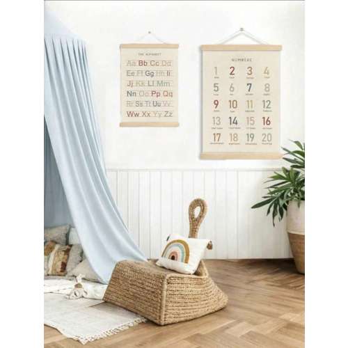 2pcs Letter & Number Poster Frames, 20*30cm And 30*40cm Multi-Size, Nursery Wall Decor, ABC Banner Poster Wall Art With Wooden Frame, Letter Banner Wall Hanging For Playroom, Daycare (Random) | SHEIN USA