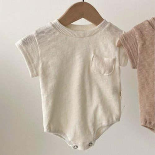 Ribbed Short Sleeved Pocket Onesie – Teeny Mini Me
