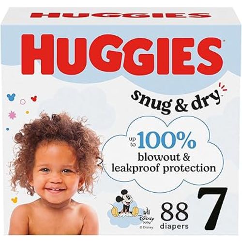 Huggies Size 7 Diapers, Snug & Dry Baby Diapers, Size 7 (41+ lbs), 88 Count, Packaging May Vary