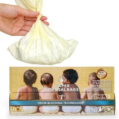 BOS, Odor-Sealing Dirty Diaper Trash Bags - Disposable Bags - Scent & Smell Free (Color: Cream Yellow) (Pack of 1)