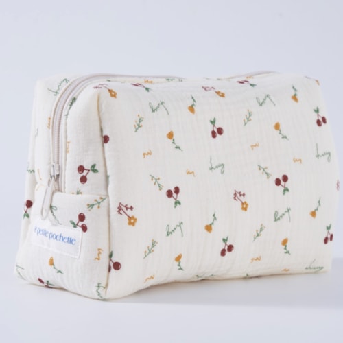 Embroidered Pouch- Cherry