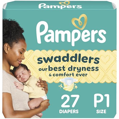Pampers Baby Diapers - Swaddlers - Size P1, 27 Count, Ultra Absorbent Disposable Preemie Diaper