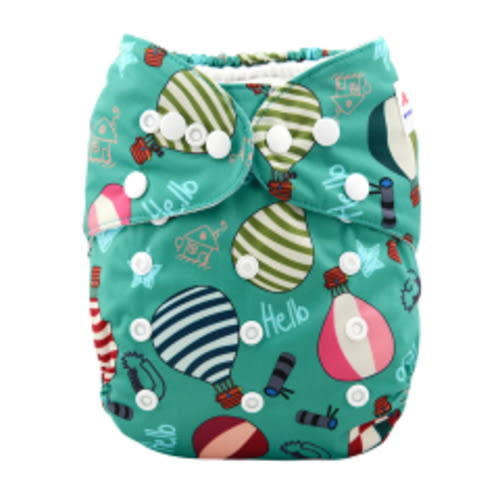 (Multi-packs) 50PCS Solid AWJ Cloth Diapers with Tummy Panels One Size Reusable Adjustatble Cloth Baby Diapers(With 50 Inserts)