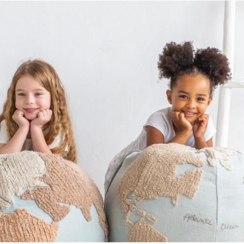 World Map Round Pouffe