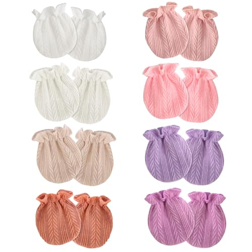 AQOKKA Newborn Baby Mittens No Scratch Cotton Elastic Wrist Gloves Infant Toddler Mittens for Baby Boy Girl 0-6 Months