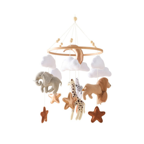 Trinx Safari Animal Felt Crib Mobile with Wooden Ring | Wayfair