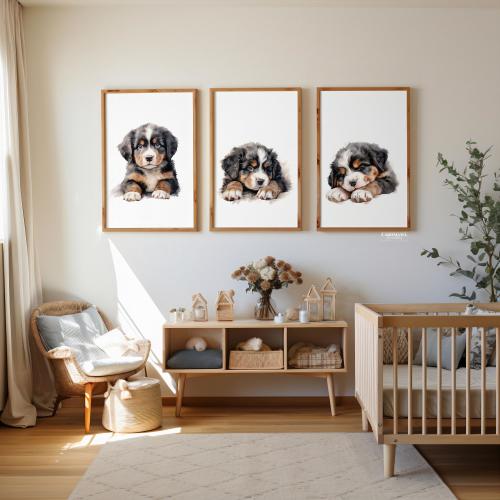 Bernese Mountain Dog nursery art print, Puppy wall Art for dog lovers, Kid Room Wall Art, dog nursery print, Boy Nursery Wall Art Dogs