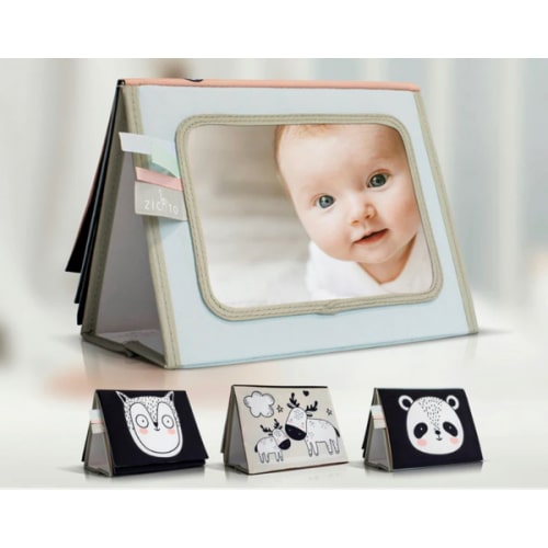 Soft Tummy Time Book w/Large Stimulating Baby Safe Mirror - High Contr – Maisonette