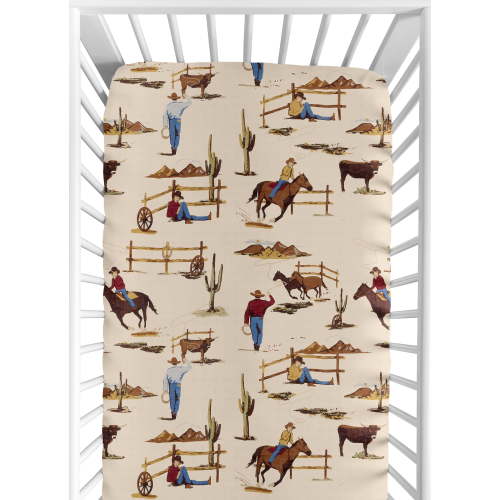 Sweet Jojo Designs Wild West Cowboy Multicolor Fitted Crib Sheet