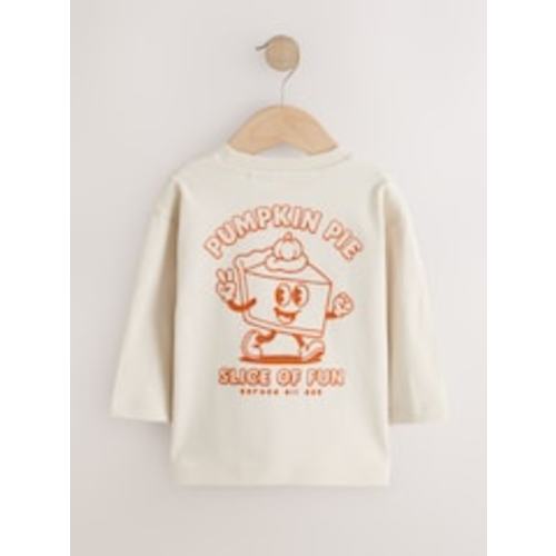 Buy Cream Pumpkin Pie Long Sleeve Back Graphic T-Shirt (3mths-10yrs) from Next USA