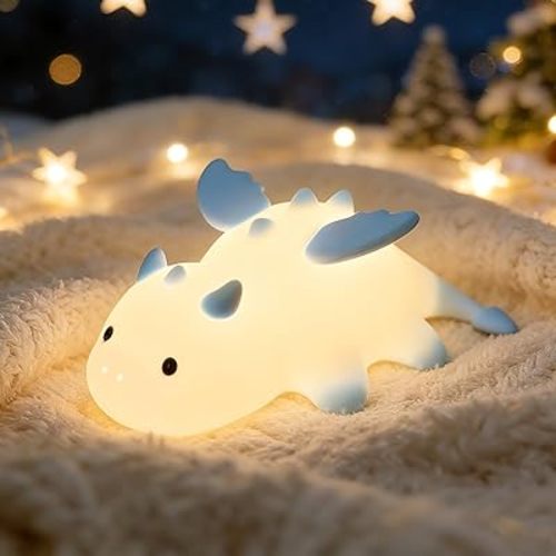 Dragon Night Light, Cute Baby Dragon Gifts, Soft Silicone Lamp with 3 Level Warm Light and RGB Changing,Soft Silicone Kids Nursery Nightlight LED Touch Light, Kids Bedroom Decor as Xmas Birthday Gifts