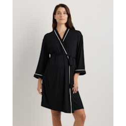 Bamboo Jersey Maternity Robe - Maternity & Post-partum in True Black