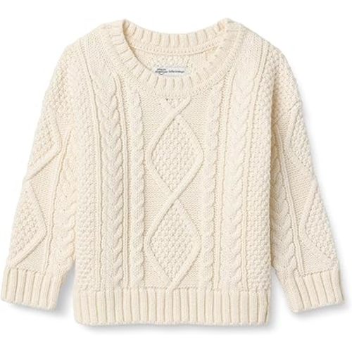 Amazon Essentials x Sofia Grainge Babies, Toddlers and Boys' Cable Crewneck Sweater Ivory (0-3M)