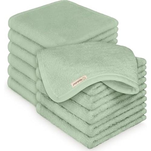 12pk Baby Washcloths, Soft Absorbent Washcloths for Face, Body (Pistachio)