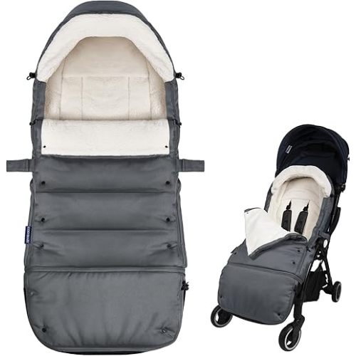 Universal, Weather-Proof, Warm Stroller Footmuff | Extendable Winter Cover | Adjustable Buckle | Stroller Bunting Bag | CosyDiary Stroller Accessories | Stroller Cover (Charcoal Gray)