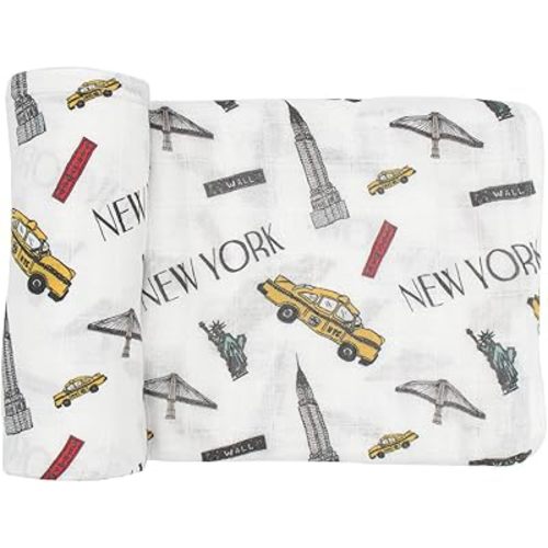 immispace - Ultra Soft Swaddle Blanket | Muslin Blankets for Girls & Boys | Newborns & Infants Gifts | 30% Organic Cotton + 70% Rayon | Large 47" x 47" | Machine Washable (New York)