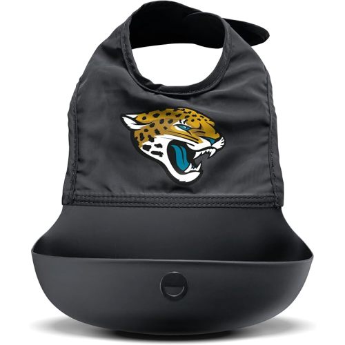 Smilo Silicone Bib - Officially Licensed NFL Fabric & Silicone Baby Bib with Crumb Catcher for Babies and Toddlers