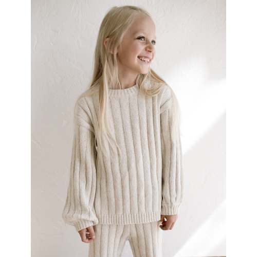 Children’s Wide Ribbed Knit Sweater ‘Oatmeal’