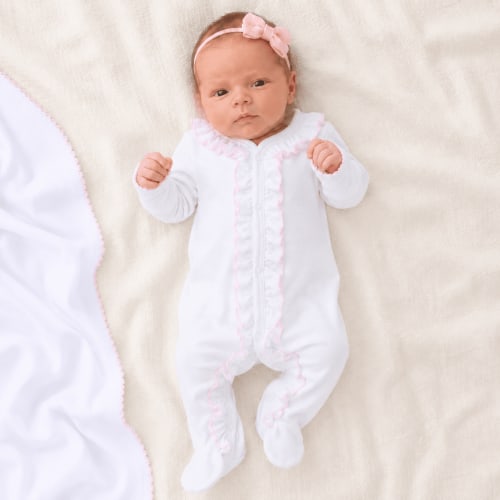 Baby Girl Take Me Home Set - White with Pink Trim