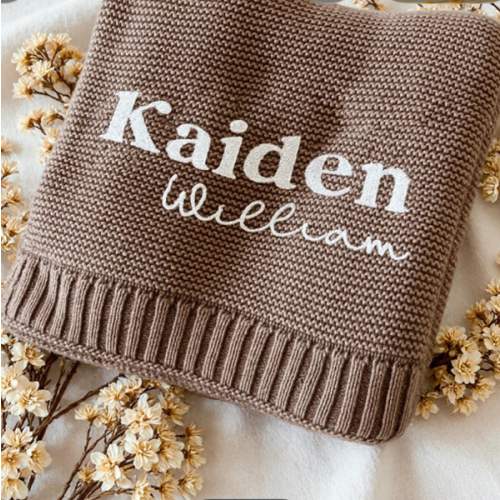 Personalized Baby Blanket, Embroidered Knit Baby Blanket, Custom Baby Name Blanket, Baby Shower Gift, Nursery Gift, Newborn Blanket