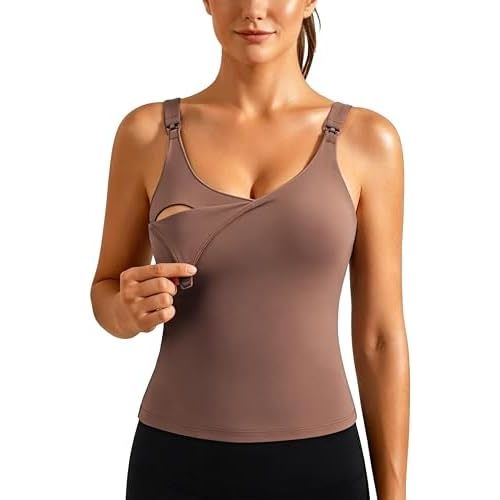 Ecavus Nursing Tank Tops with Built in Bra, Nursing Sport Bra