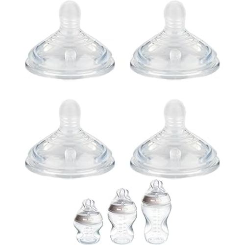 Silicone Nipple (S) for Tommee Tippee Natural Start Anti-Colic Baby Bottles, Slow Flow, 0m+, 4 Count