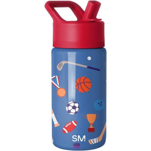 Simple Modern Kids Summit Water Bottle with Straw Lid | 14oz Stainless Steel Cup Insulated Tumbler for Toddlers, School | Sports Balls