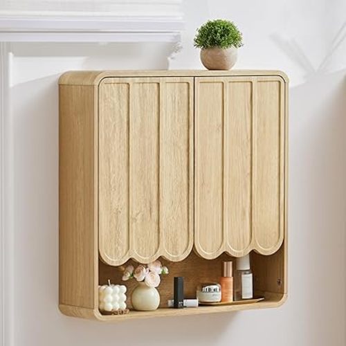 ORRD Bathroom Wall Mounted Storage Cabinet, Medicine Cabinet with Adjustable Shelf, Over The Toilet Storage Cabinet for Bathroom, Laundry Room, Kitchen, Living Room (Natural)