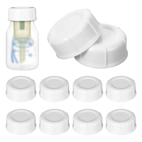 10 Pcs Narrow Bottle Caps Compatible with Dr Brown's, Medela, Ameda, Lids Replacement Parts with Sealing Gasket, Fits Narrow Neck Dr Brown Glass Bottles, Storage Lids Replacement (White)