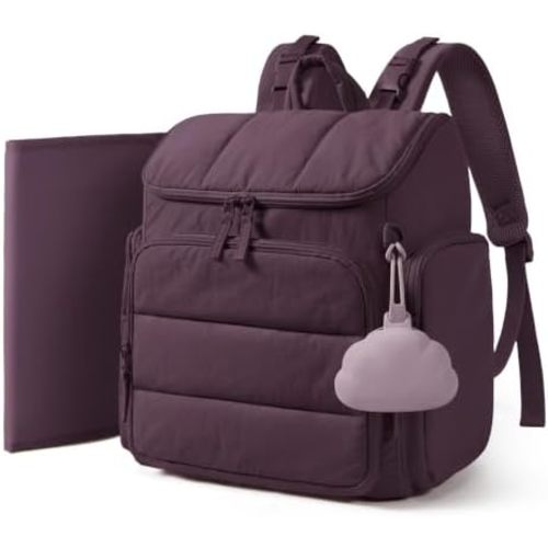 mommore Diaper Bag Backpack, Baby Bag, Diaper Backpack, Crimson Purple